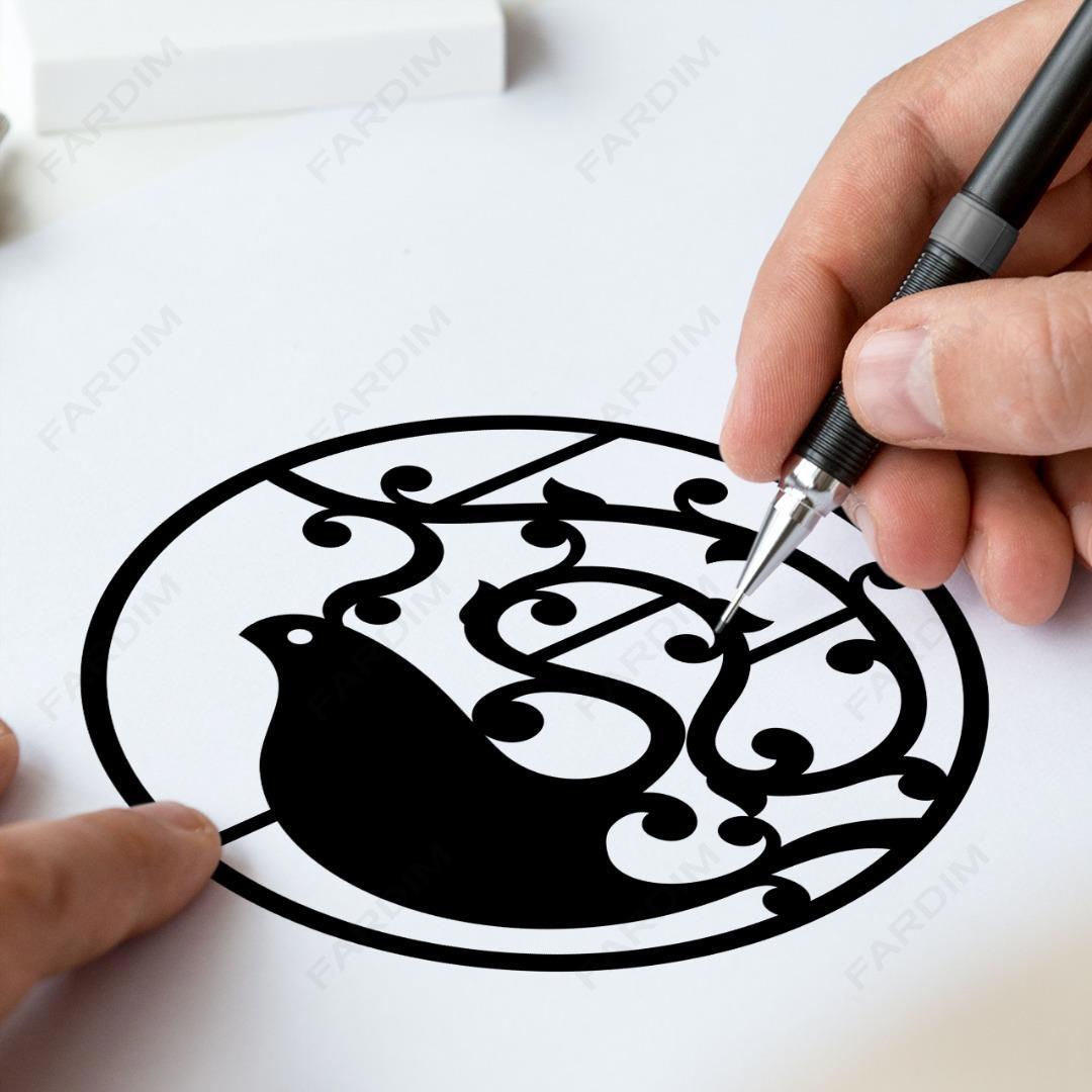 وکتور طرح نگاره گل و مرغ کد A132417